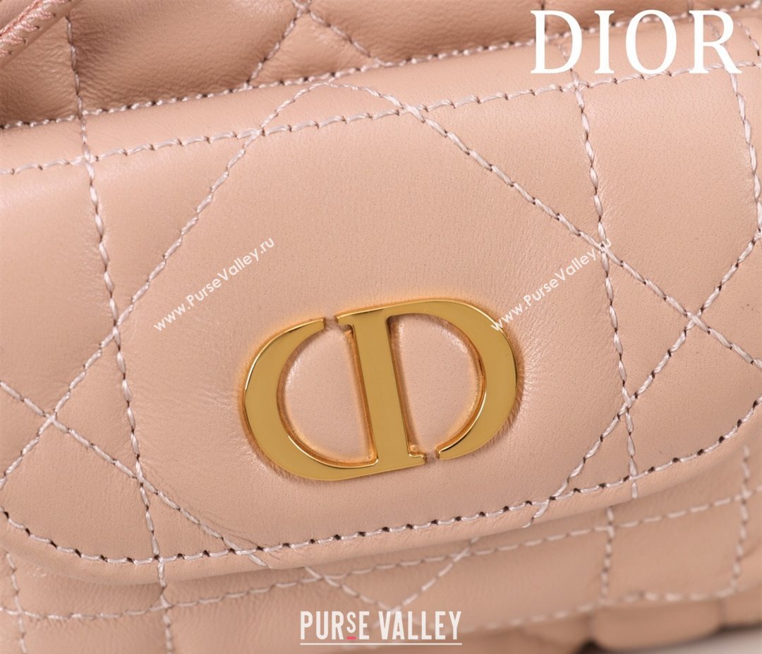Dior Caro Nano Bucket Bag in Macrocannage Lambskin Light Pink 2025 S5250 (XXG-250521117)