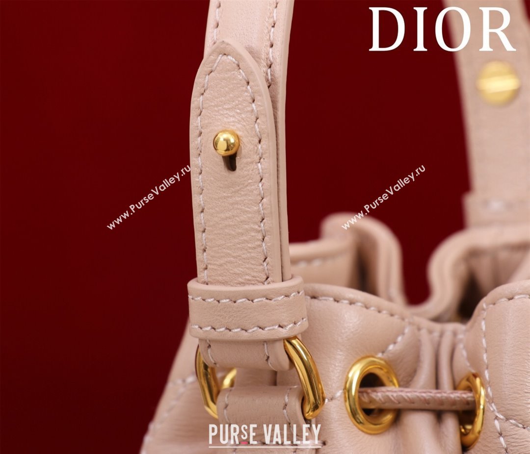 Dior Caro Nano Bucket Bag in Macrocannage Lambskin Light Pink 2025 S5250 (XXG-250521117)