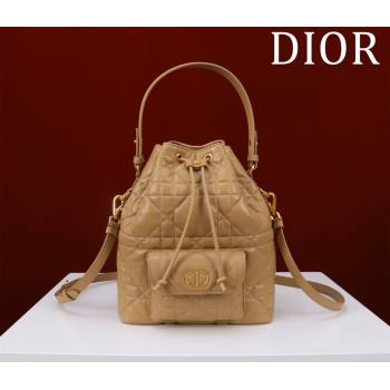 Dior Small Dior Caro Bucket Bag in Macrocannage Lambskin Gold-Tone 2025 S5250 (XXG-250521118)