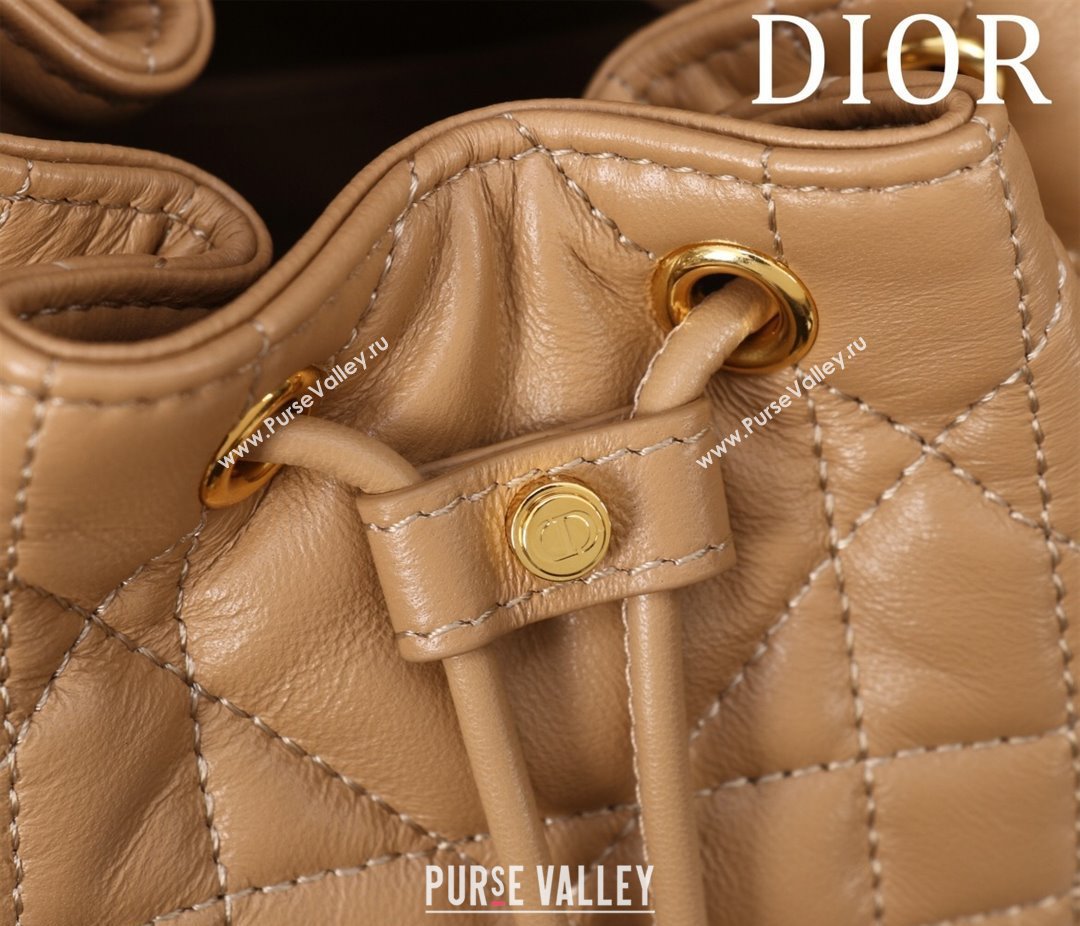 Dior Small Dior Caro Bucket Bag in Macrocannage Lambskin Gold-Tone 2025 S5250 (XXG-250521118)
