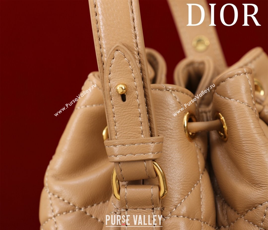 Dior Small Dior Caro Bucket Bag in Macrocannage Lambskin Gold-Tone 2025 S5250 (XXG-250521118)