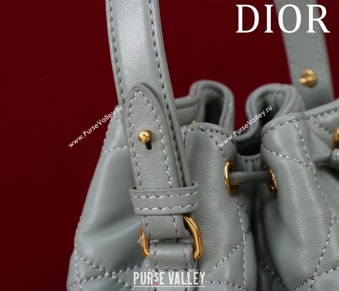 Dior Small Dior Caro Bucket Bag in Macrocannage Lambskin Grey 2025 S5250 (XXG-250521119)