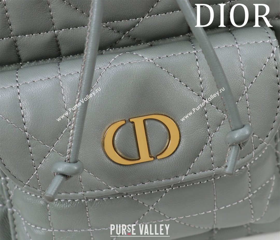 Dior Small Dior Caro Bucket Bag in Macrocannage Lambskin Grey 2025 S5250 (XXG-250521119)