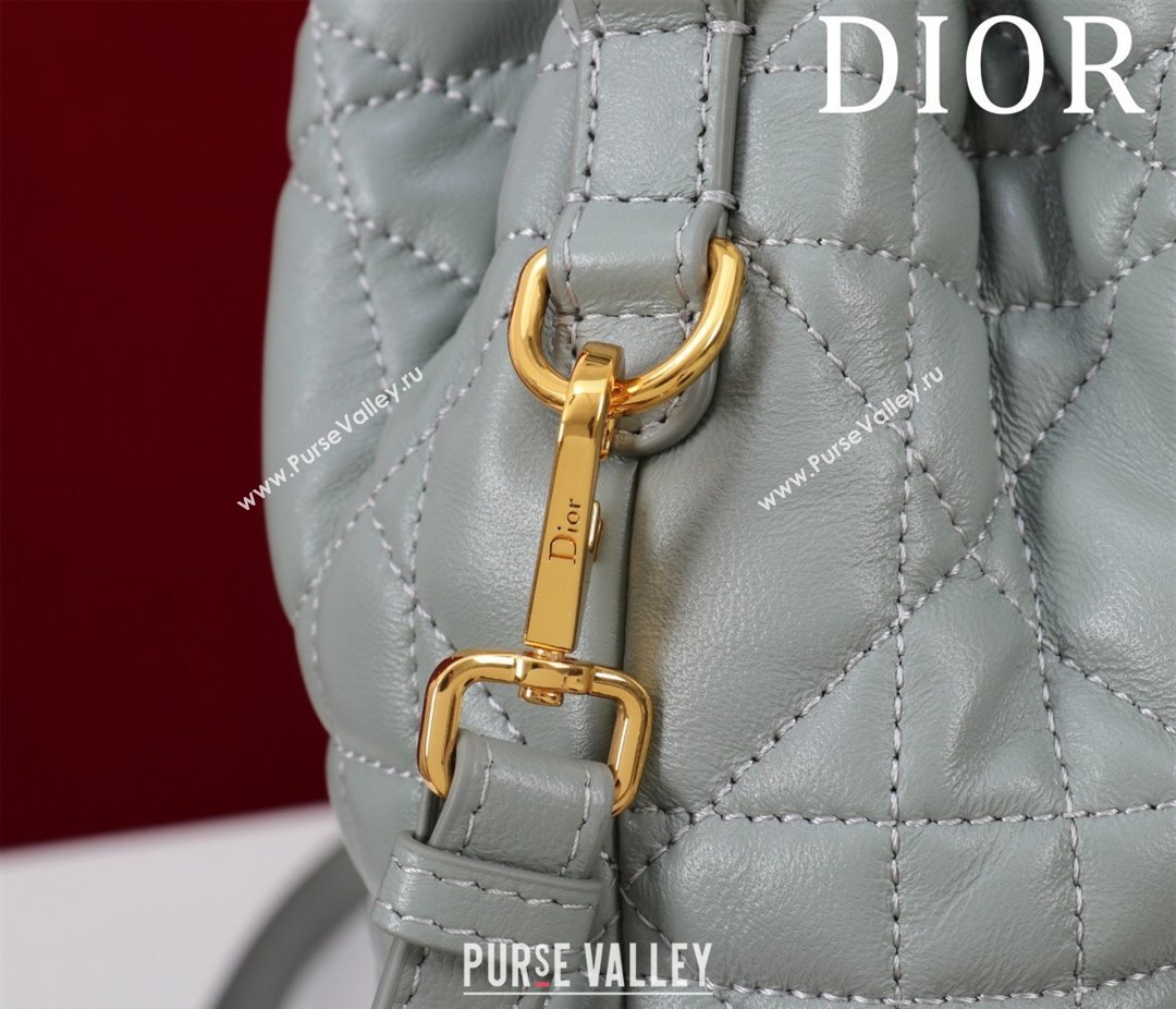 Dior Small Dior Caro Bucket Bag in Macrocannage Lambskin Grey 2025 S5250 (XXG-250521119)