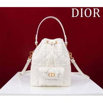 Dior Small Dior Caro Bucket Bag in Macrocannage Lambskin White 2025 S5250 (XXG-250521120)