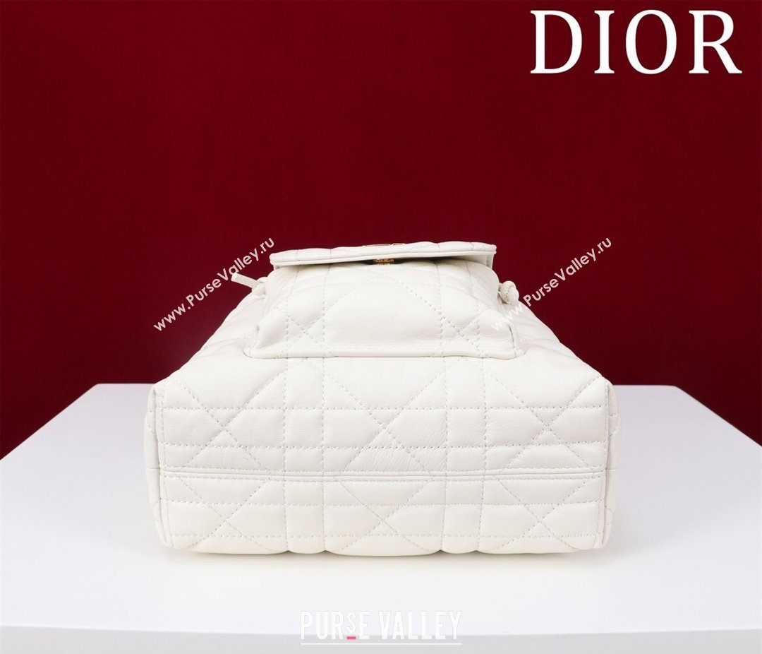 Dior Small Dior Caro Bucket Bag in Macrocannage Lambskin White 2025 S5250 (XXG-250521120)