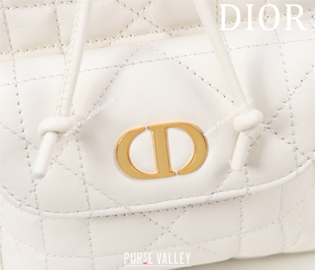 Dior Small Dior Caro Bucket Bag in Macrocannage Lambskin White 2025 S5250 (XXG-250521120)