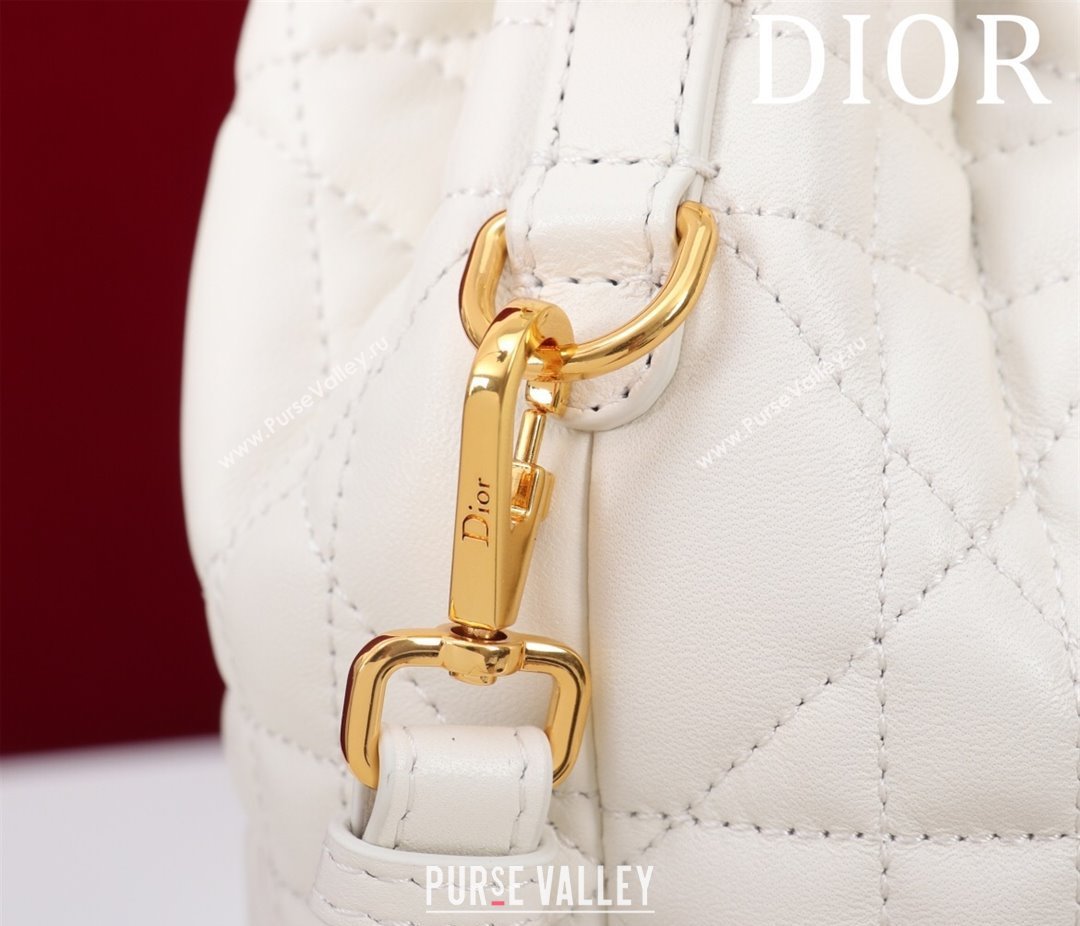 Dior Small Dior Caro Bucket Bag in Macrocannage Lambskin White 2025 S5250 (XXG-250521120)