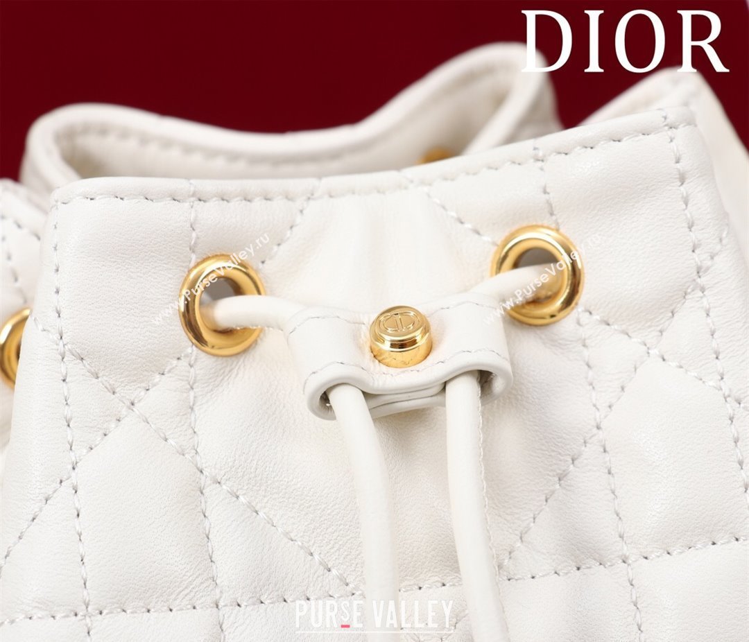 Dior Small Dior Caro Bucket Bag in Macrocannage Lambskin White 2025 S5250 (XXG-250521120)
