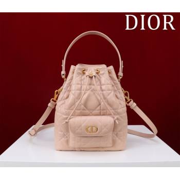 Dior Small Dior Caro Bucket Bag in Macrocannage Lambskin Light Pink 2025 S5250 (XXG-250521121)