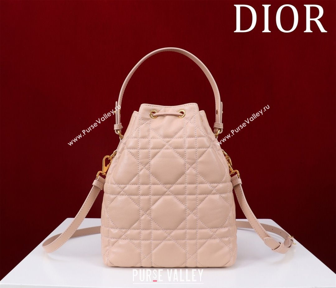 Dior Small Dior Caro Bucket Bag in Macrocannage Lambskin Light Pink 2025 S5250 (XXG-250521121)