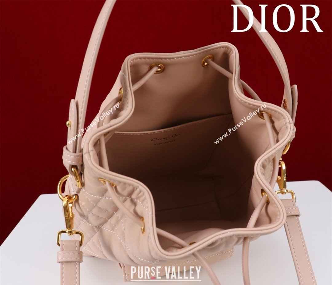 Dior Small Dior Caro Bucket Bag in Macrocannage Lambskin Light Pink 2025 S5250 (XXG-250521121)