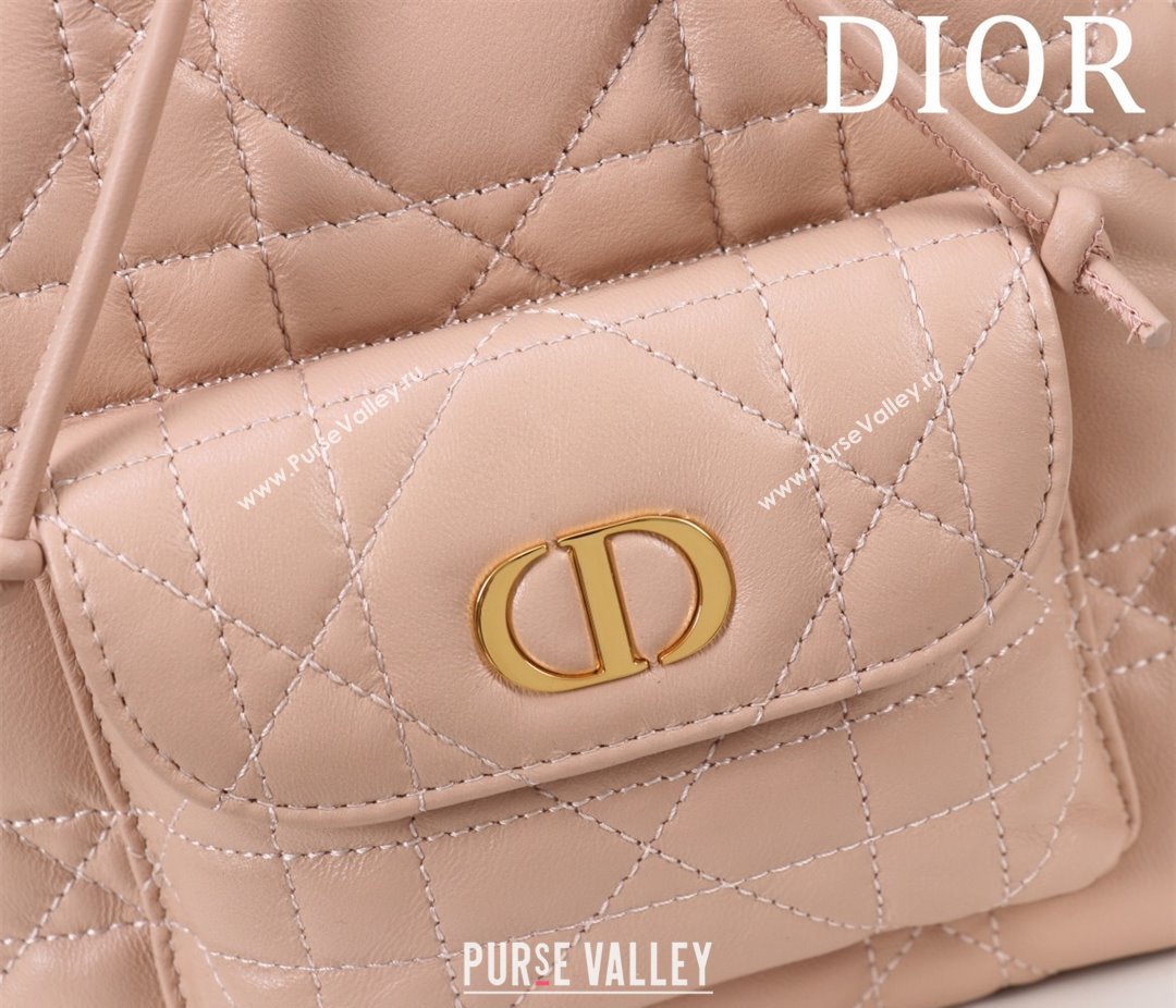 Dior Small Dior Caro Bucket Bag in Macrocannage Lambskin Light Pink 2025 S5250 (XXG-250521121)