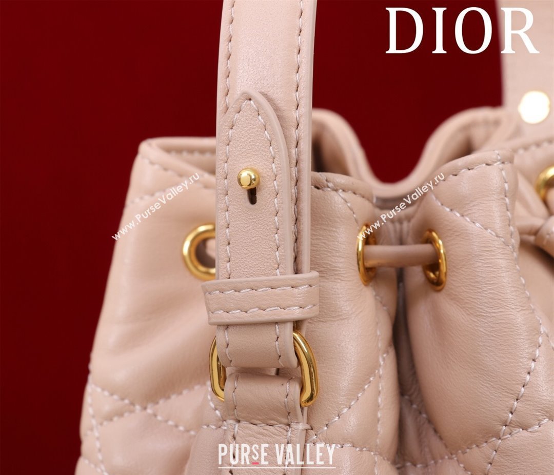 Dior Small Dior Caro Bucket Bag in Macrocannage Lambskin Light Pink 2025 S5250 (XXG-250521121)