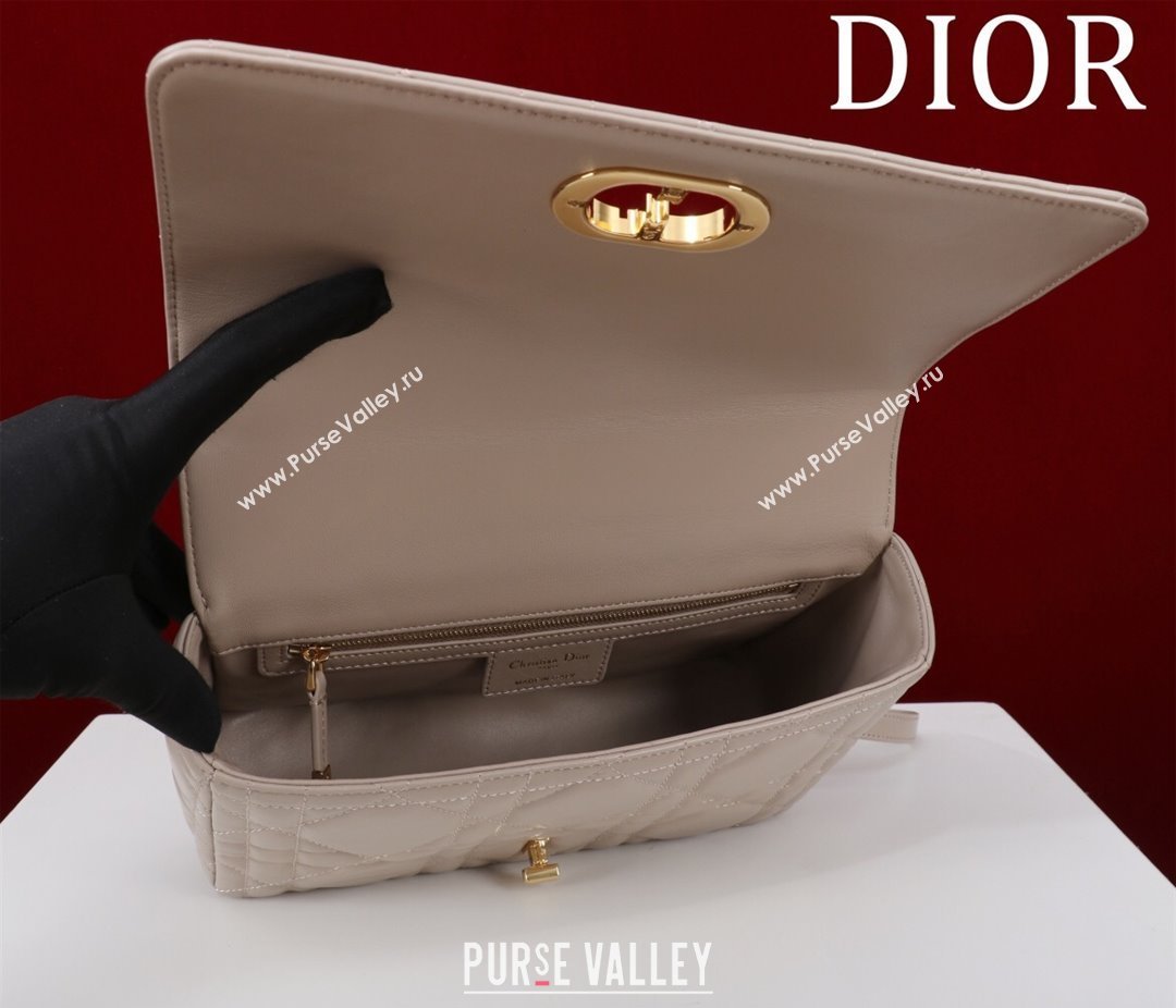 Dior Medium Soft Dior Caro Bag in Macrocannage Lambskin Beige Grey 2025 M9253 (XXG-250521122)