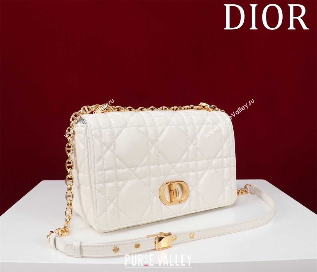 Dior Medium Soft Dior Caro Bag in Macrocannage Lambskin White 2025 M9253 (XXG-250521123)