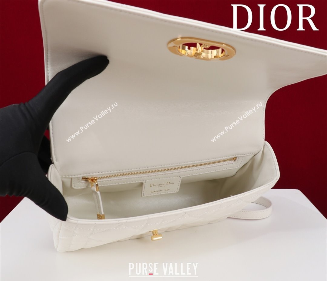 Dior Medium Soft Dior Caro Bag in Macrocannage Lambskin White 2025 M9253 (XXG-250521123)