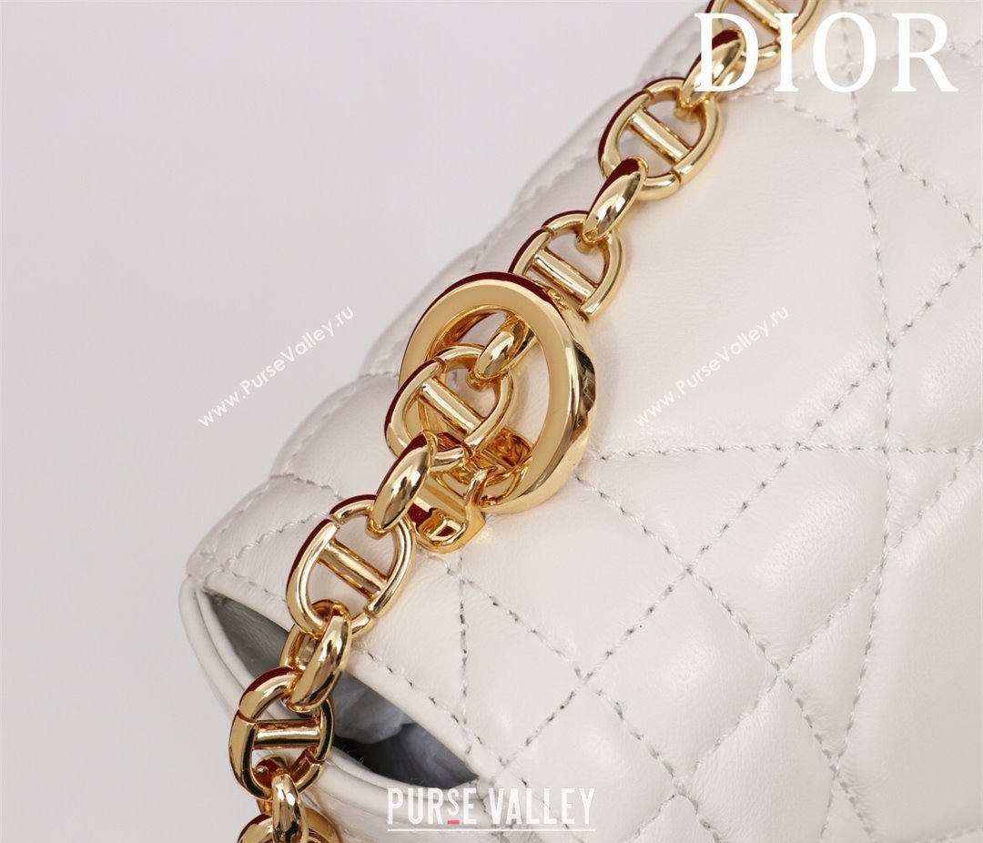Dior Medium Soft Dior Caro Bag in Macrocannage Lambskin White 2025 M9253 (XXG-250521123)