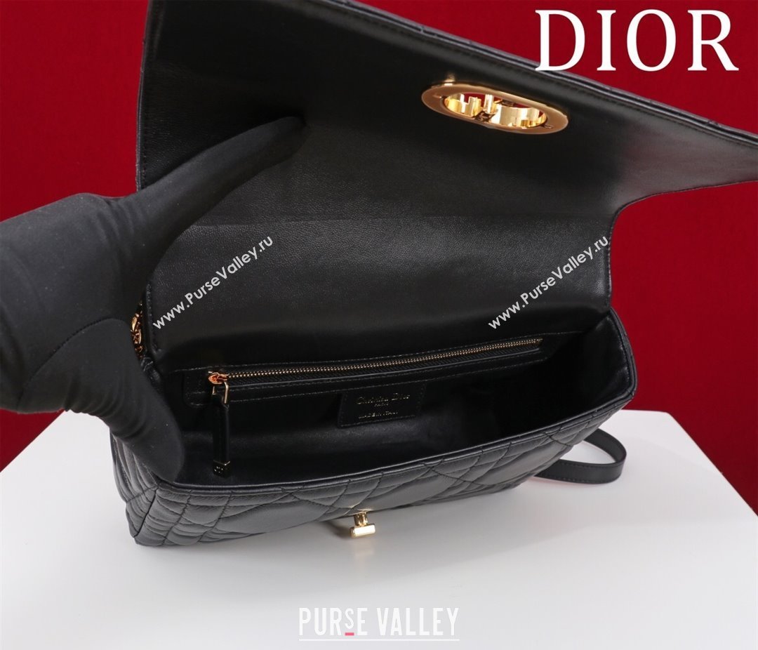 Dior Medium Soft Dior Caro Bag in Macrocannage Lambskin Black/Gold 2025 M9253 (XXG-250521125)