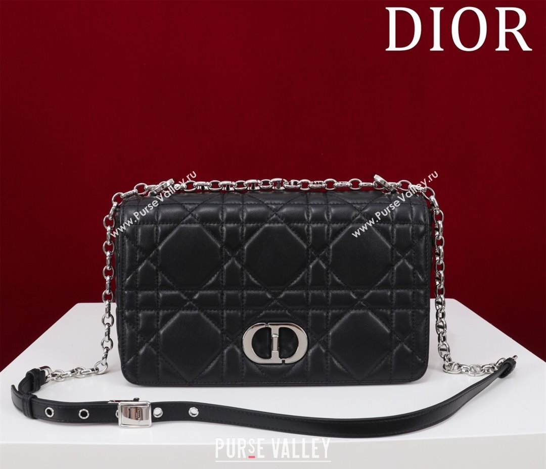 Dior Medium Soft Dior Caro Bag in Macrocannage Lambskin Black/Silver 2025 M9253 (XXG-250521126)