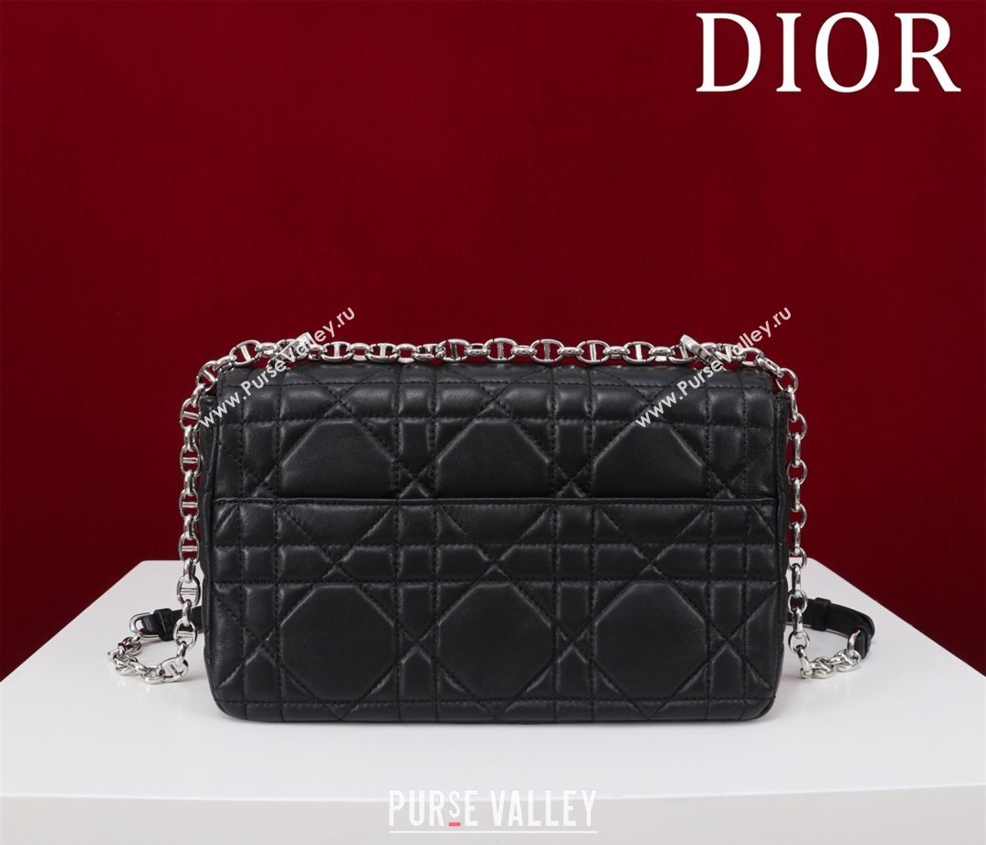 Dior Medium Soft Dior Caro Bag in Macrocannage Lambskin Black/Silver 2025 M9253 (XXG-250521126)