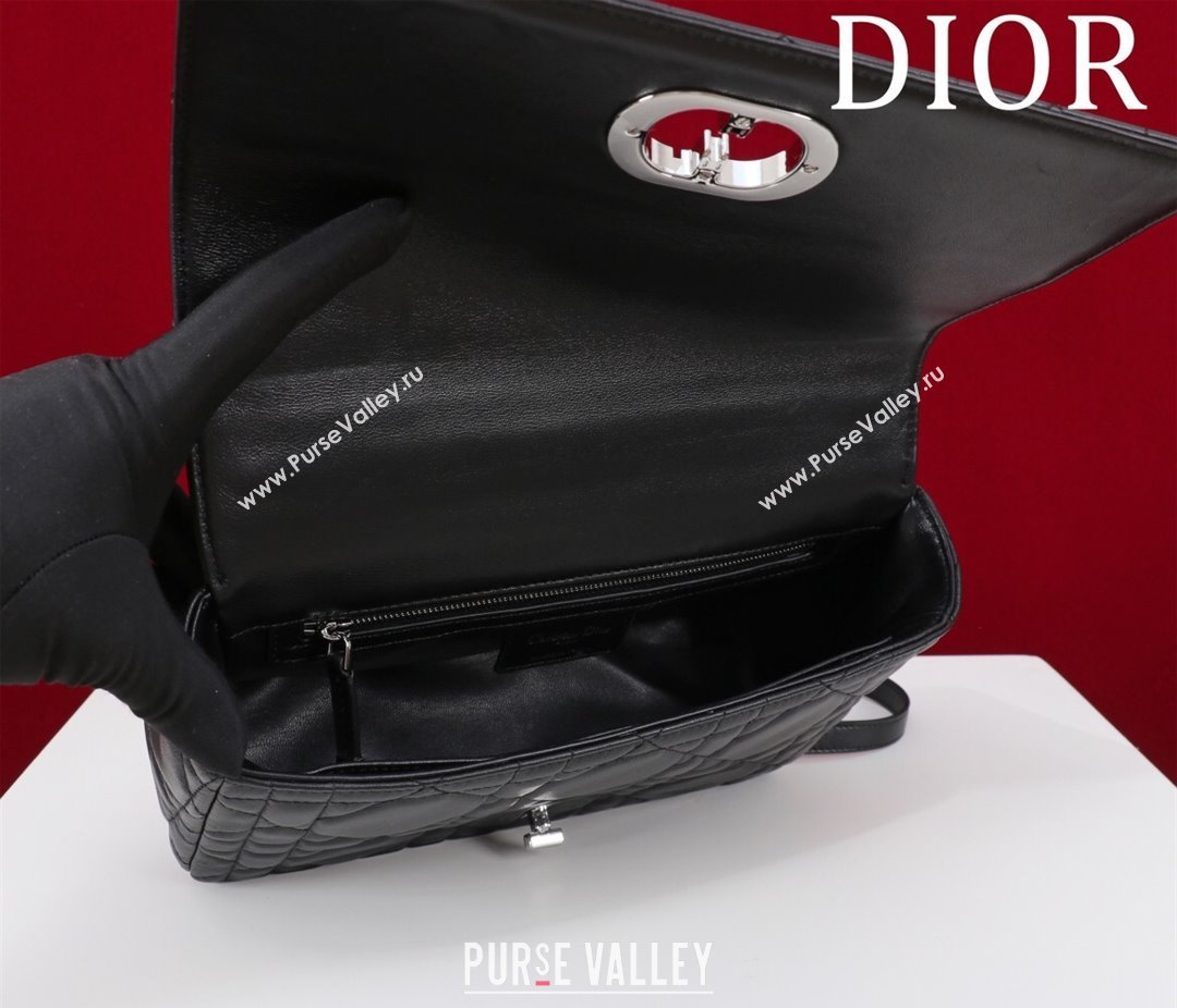 Dior Medium Soft Dior Caro Bag in Macrocannage Lambskin Black/Silver 2025 M9253 (XXG-250521126)