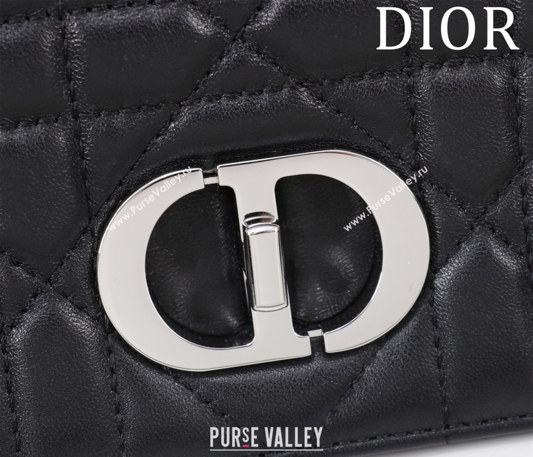 Dior Medium Soft Dior Caro Bag in Macrocannage Lambskin Black/Silver 2025 M9253 (XXG-250521126)