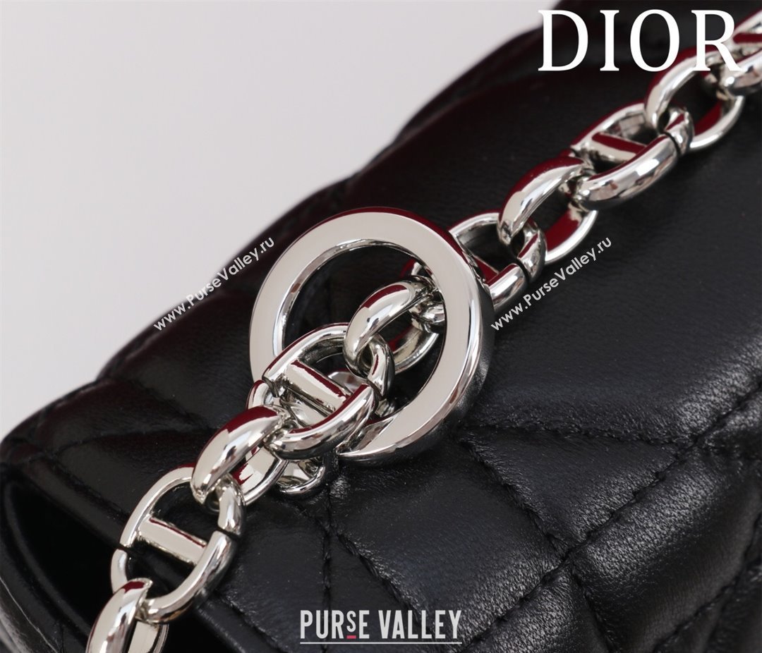 Dior Medium Soft Dior Caro Bag in Macrocannage Lambskin Black/Silver 2025 M9253 (XXG-250521126)