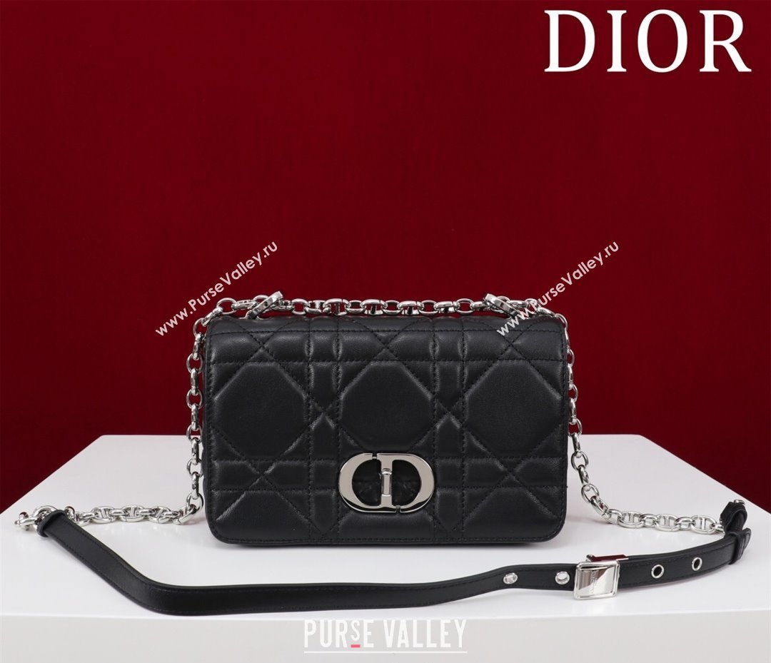 Dior Small Soft Dior Caro Bag in Macrocannage Lambskin Black/Silver 2025 M9252 (XXG-250521127)