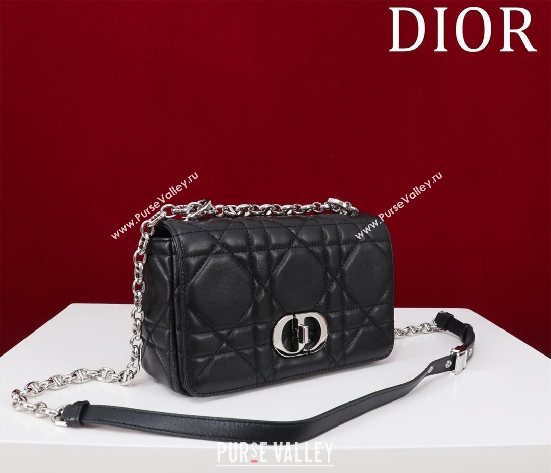 Dior Small Soft Dior Caro Bag in Macrocannage Lambskin Black/Silver 2025 M9252 (XXG-250521127)