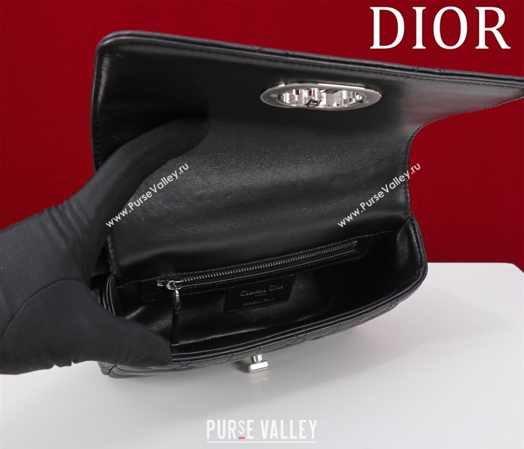 Dior Small Soft Dior Caro Bag in Macrocannage Lambskin Black/Silver 2025 M9252 (XXG-250521127)