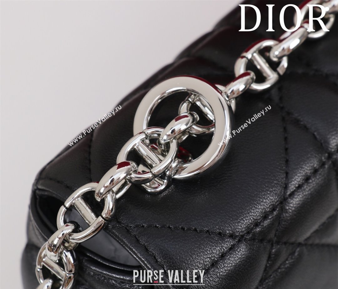 Dior Small Soft Dior Caro Bag in Macrocannage Lambskin Black/Silver 2025 M9252 (XXG-250521127)