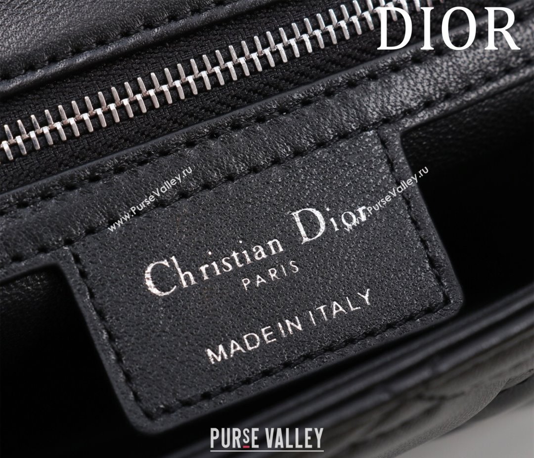 Dior Small Soft Dior Caro Bag in Macrocannage Lambskin Black/Silver 2025 M9252 (XXG-250521127)