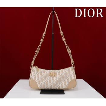 Dior 30 Montaigne Wanderlust Mini Bag in Beige Dior Oblique Chambray with Raffia Effect and Smooth Calfskin 2025 (XXG-250521139)