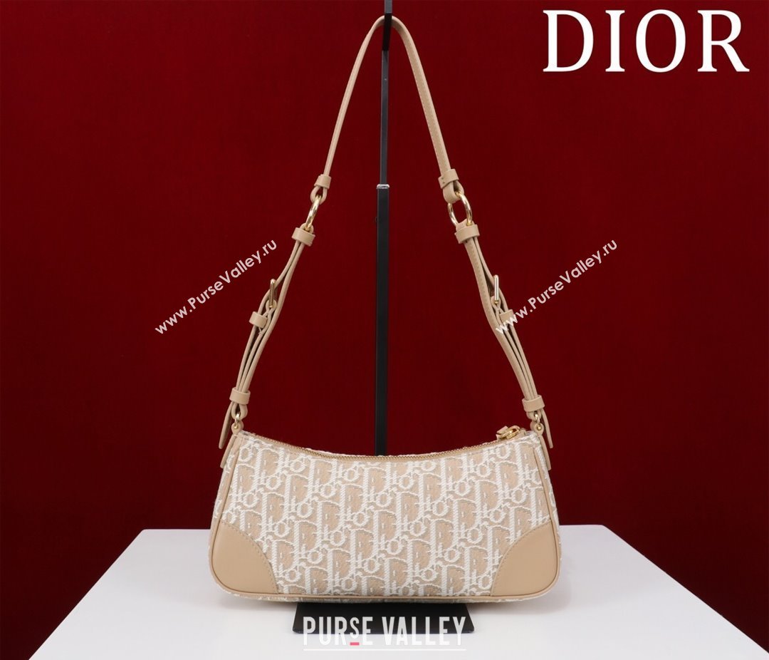 Dior 30 Montaigne Wanderlust Mini Bag in Beige Dior Oblique Chambray with Raffia Effect and Smooth Calfskin 2025 (XXG-250521139)