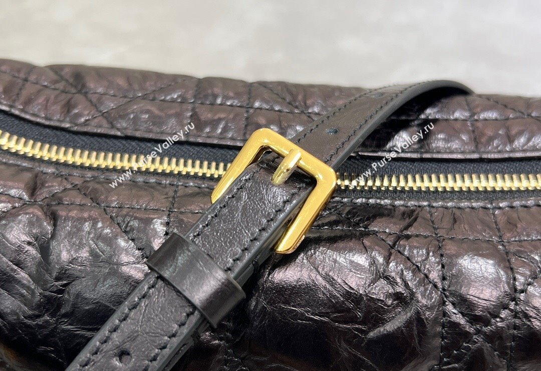 Dior Diorstar Hobo Bag with Chain in Black Macrocannage Crinkled Calfskin 2025 (XXG-250521141)