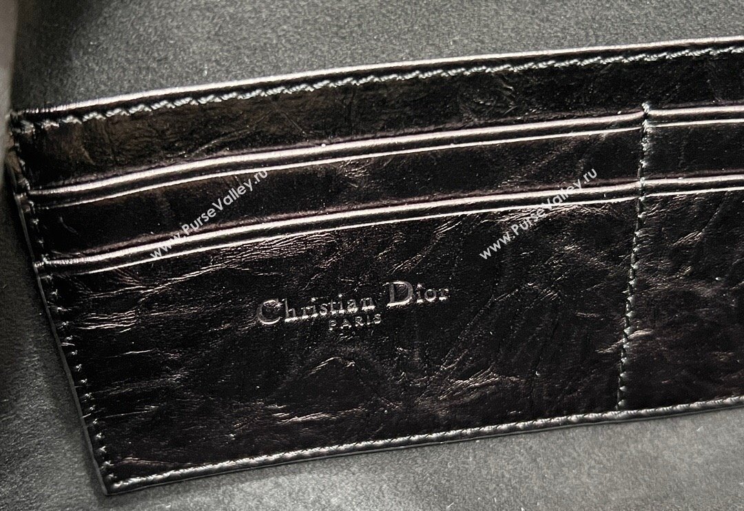Dior Diorstar Hobo Bag with Chain in Black Macrocannage Crinkled Calfskin 2025 (XXG-250521141)