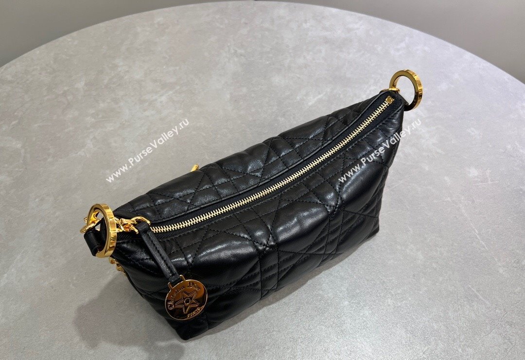 Dior Diorstar Hobo Bag with Chain in Black Macrocannage Lambskin 2025 (XXG-250521142)