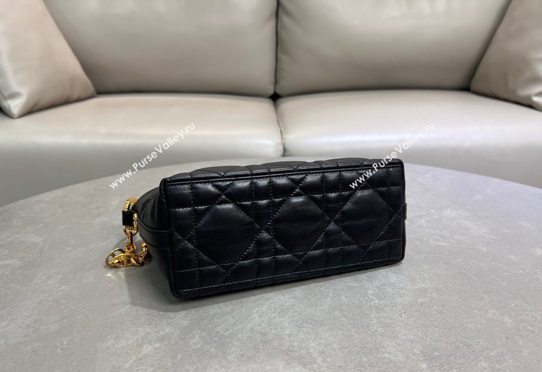 Dior Diorstar Hobo Bag with Chain in Black Macrocannage Lambskin 2025 (XXG-250521142)