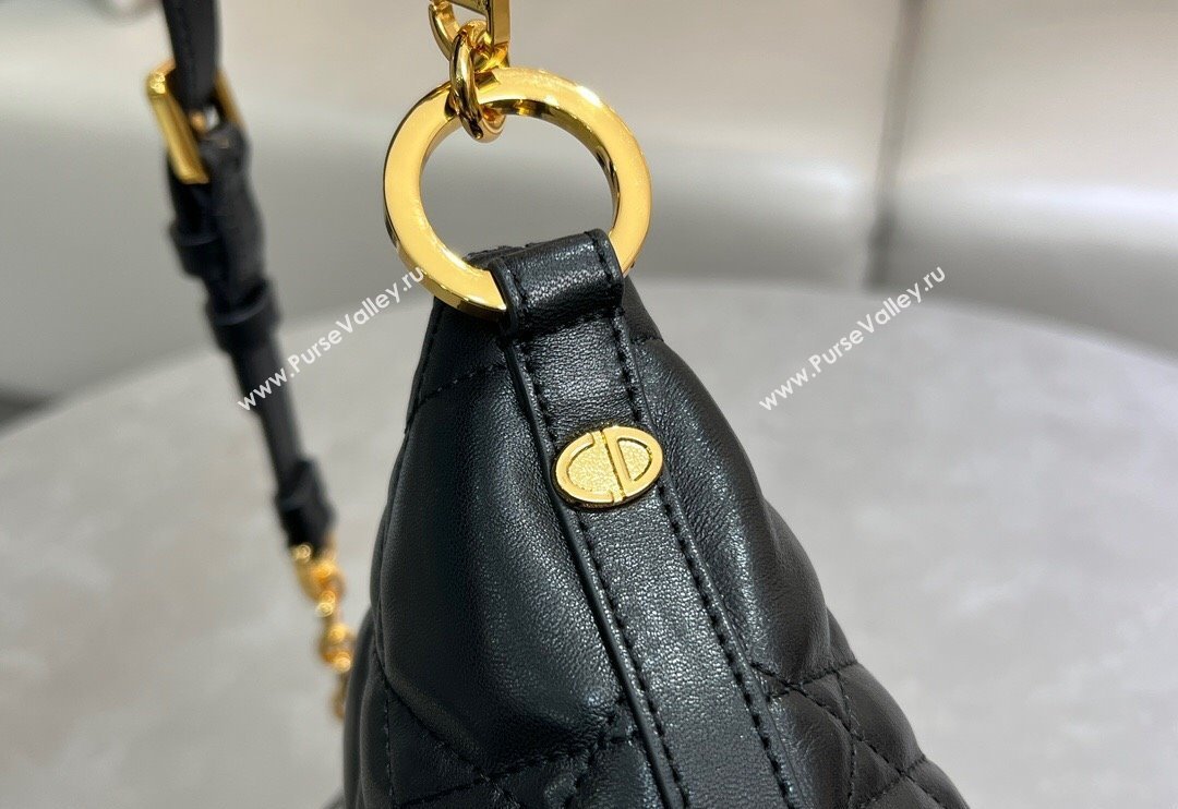 Dior Diorstar Hobo Bag with Chain in Black Macrocannage Lambskin 2025 (XXG-250521142)