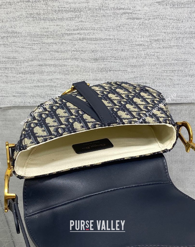 Dior Mini Soft Saddle Bag with Strap in Blue Dior Oblique Jacquard and Calfskin 2025 0521 (XXG-250521136)