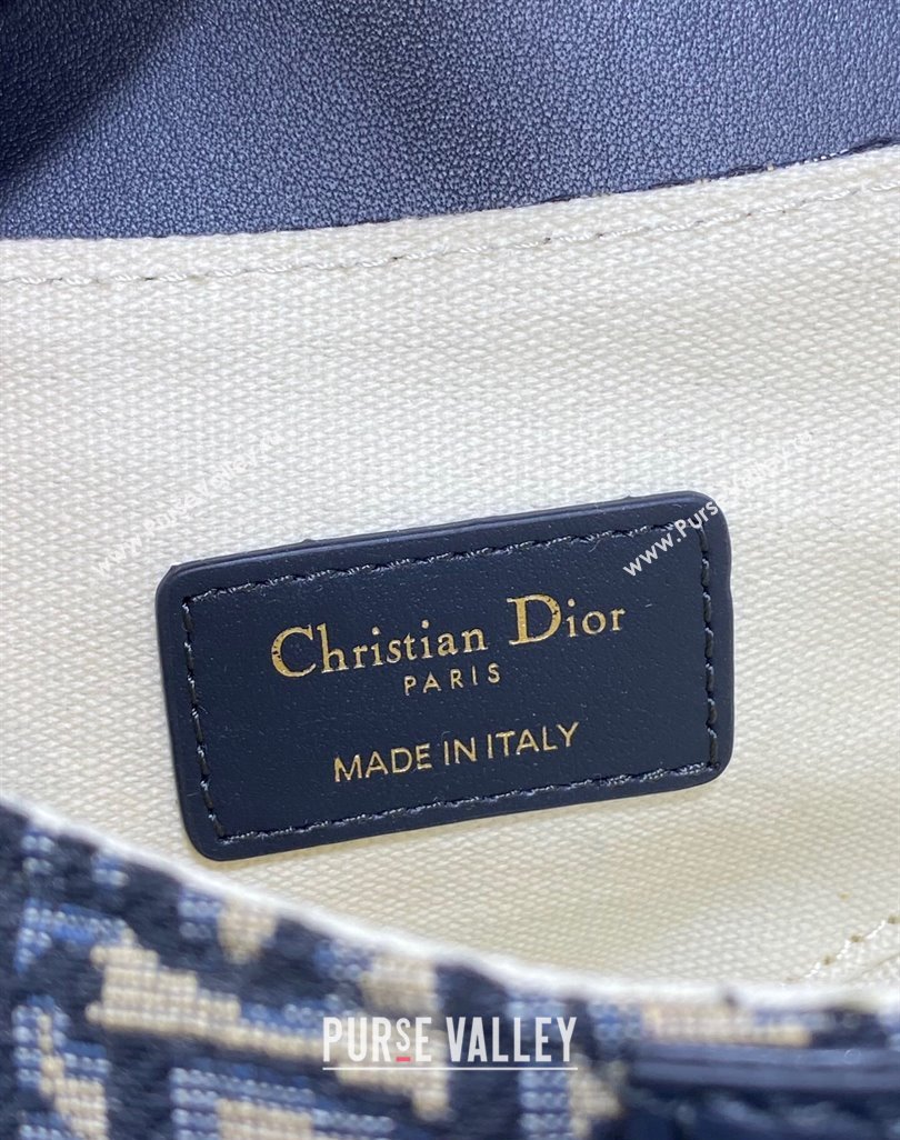 Dior Mini Soft Saddle Bag with Strap in Blue Dior Oblique Jacquard and Calfskin 2025 0521 (XXG-250521136)