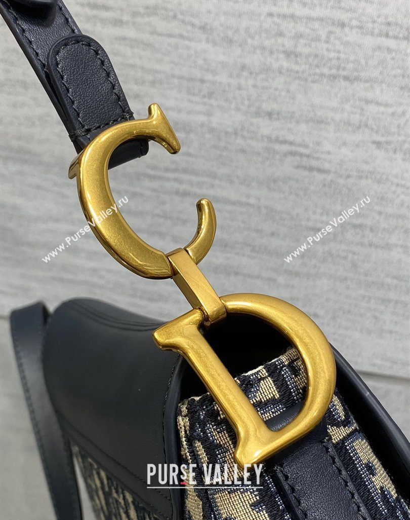 Dior Medium Soft Saddle Bag with Strap in Blue Dior Oblique Jacquard and Calfskin 2025 0521 (XXG-250521137)