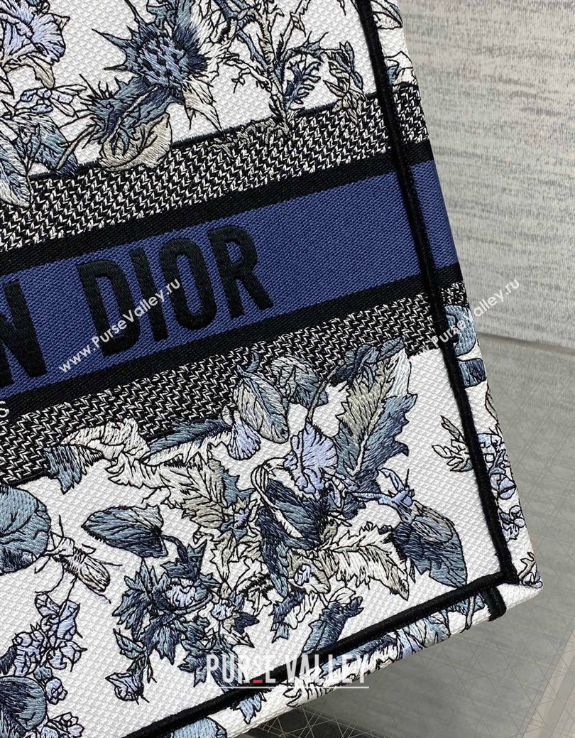 Dior Medium Book Tote Bag in Latte White Embroidery with Blue Multicolor Dior Chardons Motif 2025 (XXG-250627068)