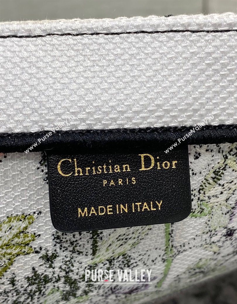 Dior Large Book Tote Bag in Latte White Embroidery with Pink Multicolor D-Floral Embroidery 2025 (XXG-250627071)