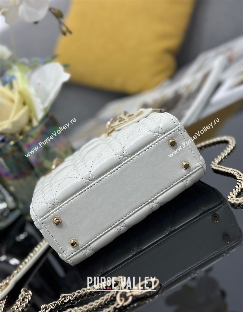 Dior Mini Lady Dior Bag in Cannage Lambskin with Strass White 2025 M0505 0627 (XXG-250627045)
