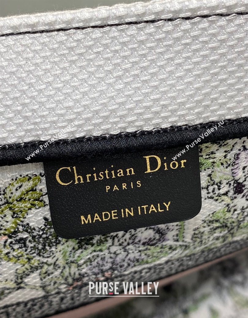 Dior Medium Book Tote Bag in Latte White Embroidery with Pink Multicolor D-Floral Embroidery 2025 (XXG-250627070)