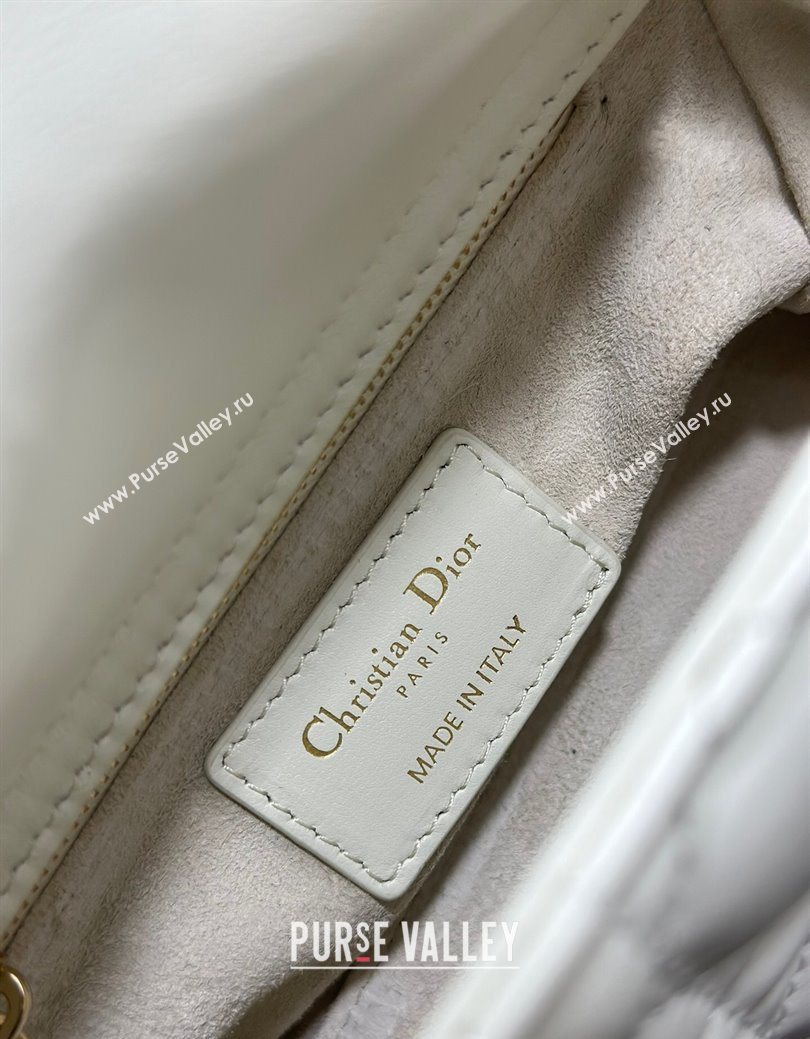 Dior Mini Lady Dior Bag in Cannage Lambskin with Strass White 2025 M0505 0627 (XXG-250627045)