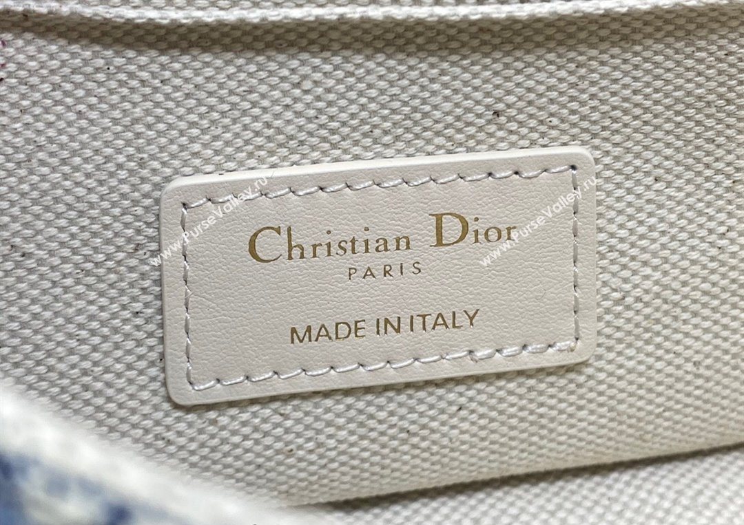 Dior Bobby East-West Bag in Blue Oblique Chambray with Raffia Effect and White Calfskin 2025 (XXG-250627079)