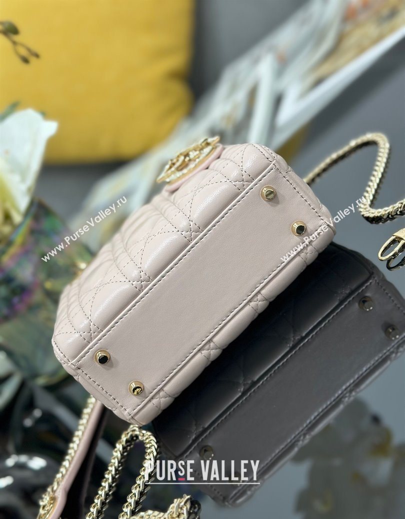 Dior Mini Lady Dior Bag in Cannage Lambskin with Strass Light Pink 2025 M0505 0627 (XXG-250627046)